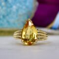 Fancy Pear Citrine Ring in 14ct Gold