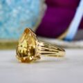 Fancy Pear Citrine Ring in 14ct Gold
