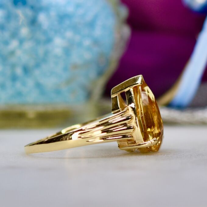 Fancy Pear Citrine Ring in 14ct Gold