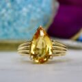 Fancy Pear Citrine Ring in 14ct Gold
