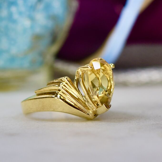Pear Citrine Ring in 10k Gold