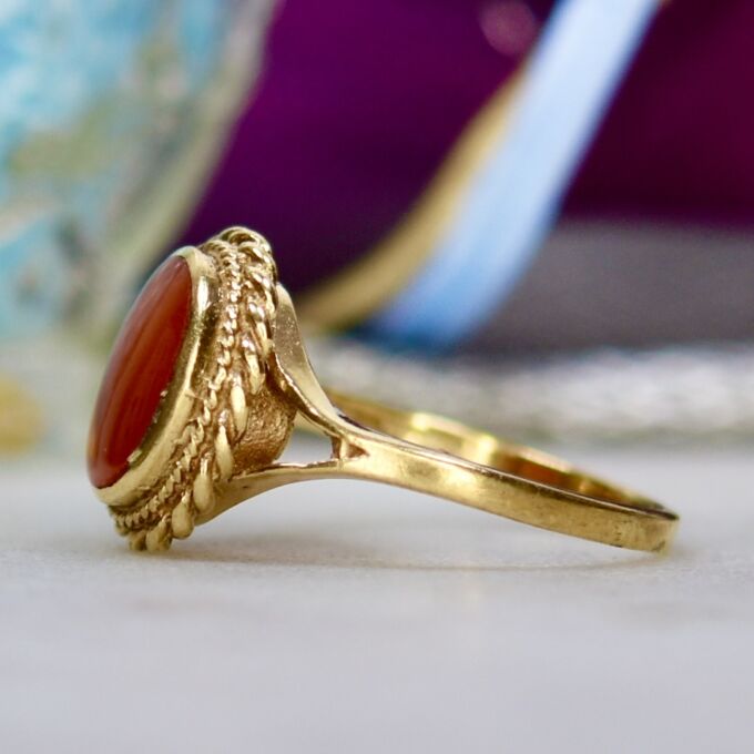 Carnelian Solitaire Ring in 9ct Gold