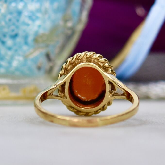Carnelian Solitaire Ring in 9ct Gold