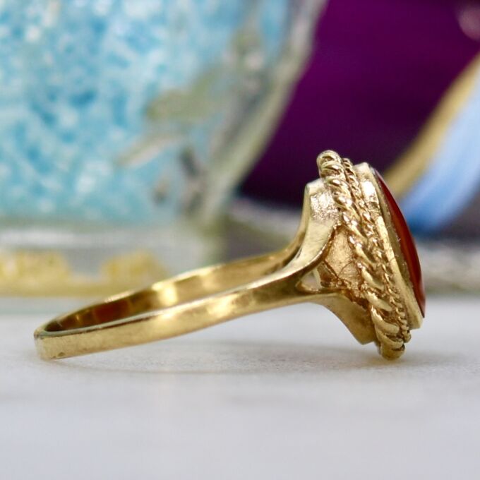 Carnelian Solitaire Ring in 9ct Gold