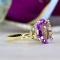 Unusual Table Cut Amethyst Ring in 14k Gold
