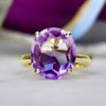 Unusual Table Cut Amethyst Ring in 14k Gold