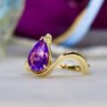 Pear Amethyst Twist Band in 10ct Gold