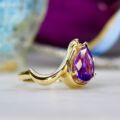 Pear Amethyst Twist Band in 10ct Gold