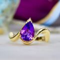 Pear Amethyst Twist Band in 10ct Gold