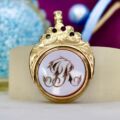 Engraved Antique Swivel Fob in 10ct Gold