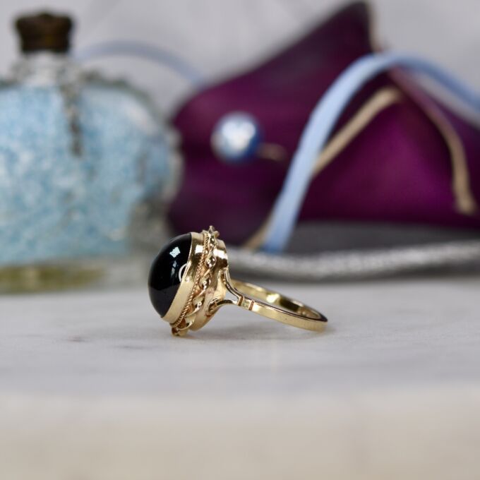 Garnet Cabochon Ring in 9ct Gold