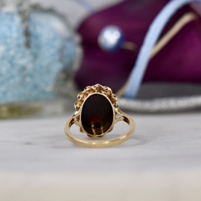 Garnet Cabochon Ring in 9ct Gold