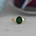 Green Agate Signet Ring in 9ct Gold