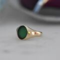 Green Agate Signet Ring in 9ct Gold