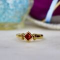 Garnet Solitaire Ring in 9ct Gold