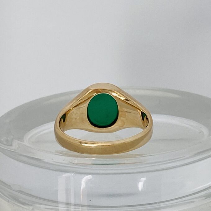 Green Agate Signet Ring in 9ct Gold