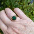 Green Agate Signet Ring in 9ct Gold