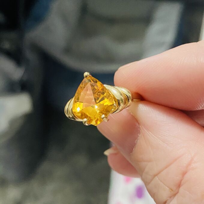 Unusual Citrine Kite Ring in 10k Gold