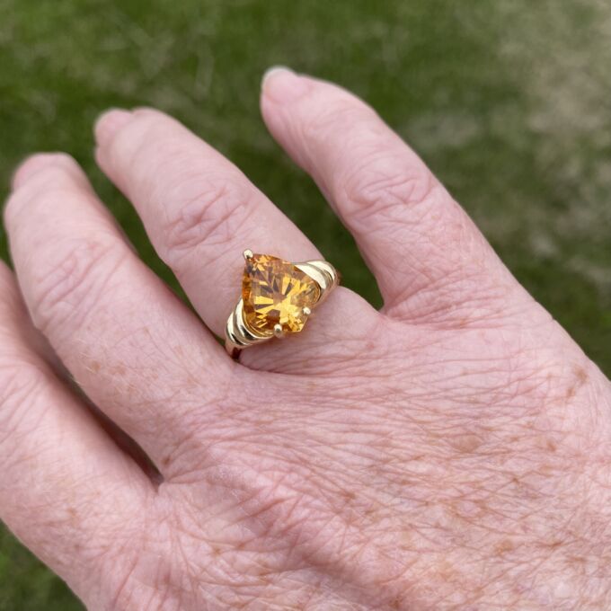 Unusual Citrine Kite Ring in 10k Gold