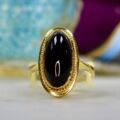 Elongated Onyx Solitaire Ring in 9ct Gold
