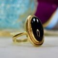 Elongated Onyx Solitaire Ring in 9ct Gold