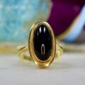 Elongated Onyx Solitaire Ring in 9ct Gold