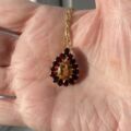 Citrine & Garnet Pear Pendant in 9ct Gold