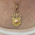 Antique Crown & Shield Pendant Medallion in 9ct Gold