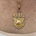 Antique Crown & Shield Pendant Medallion in 9ct Gold
