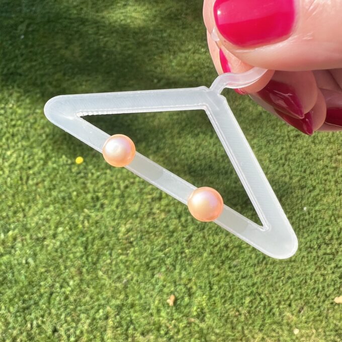 Pink Pearl Stud Earrings in 9ct Gold.