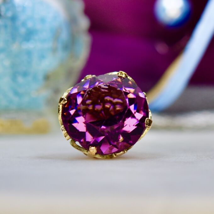 Amethyst Fixed Fob Pendant in 9ct Gold