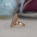Elongated Oval Engraved Ring in 9ct Gold