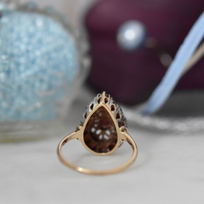 Ornate Garnet Cluster Ring in 9ct Gold