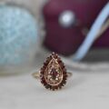 Ornate Garnet Cluster Ring in 9ct Gold