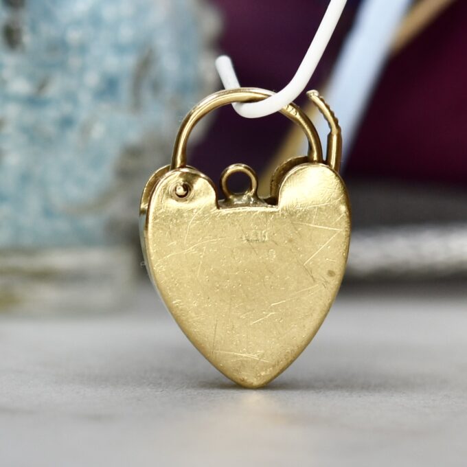 Geometric Design Heart Padlock in 9ct Gold
