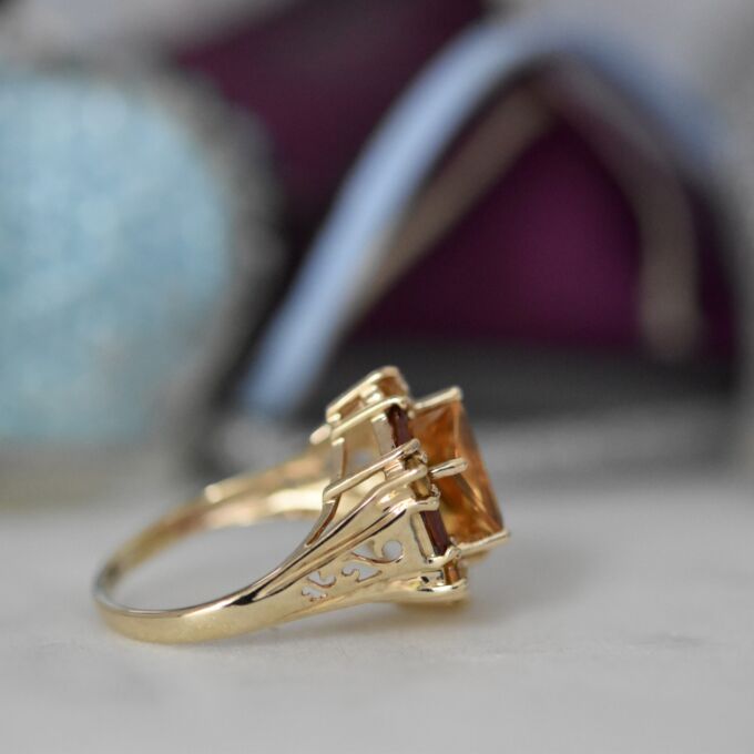 Citrine & Garnet Statement Ring in 9ct Gold