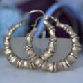 Textured Bamboo Hoop Earrings in 9ct Gold