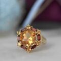 Citrine & Garnet Statement Ring in 9ct Gold