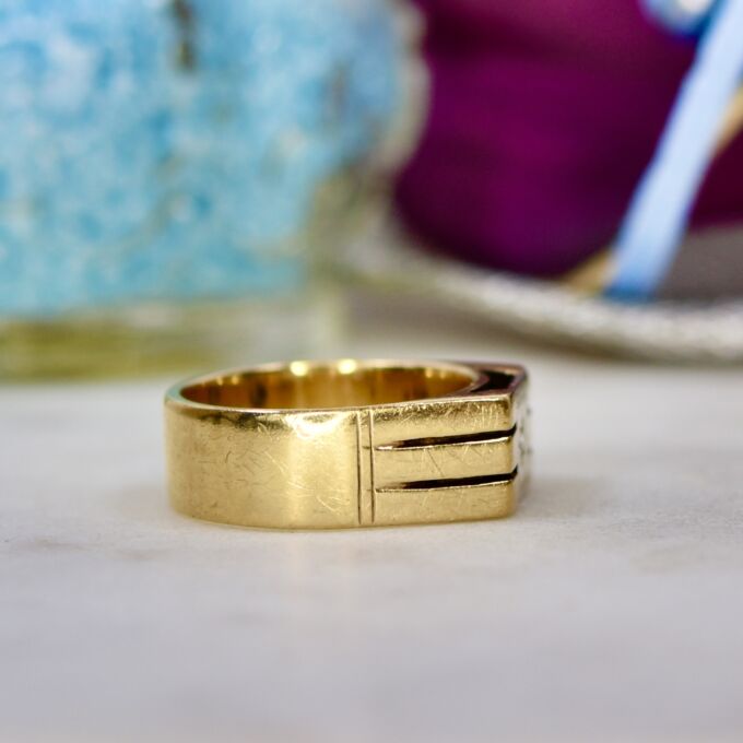 Heavyweight Diamond Set Signet Ring in 9ct Gold