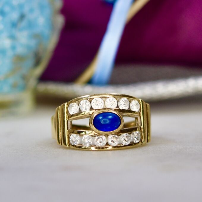 Spinel and CZ Dress Ring in 9ct Gold