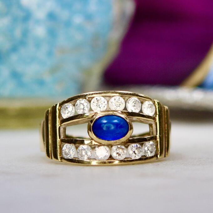 Spinel and CZ Dress Ring in 9ct Gold