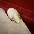 Elongated Oval Engraved Ring in 9ct Gold