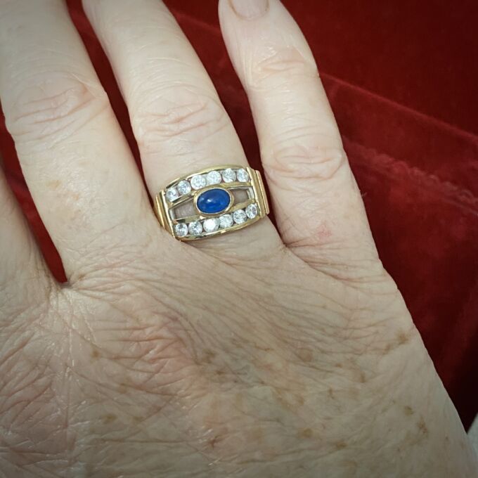 Spinel and CZ Dress Ring in 9ct Gold