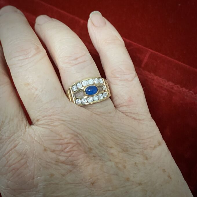 Spinel and CZ Dress Ring in 9ct Gold