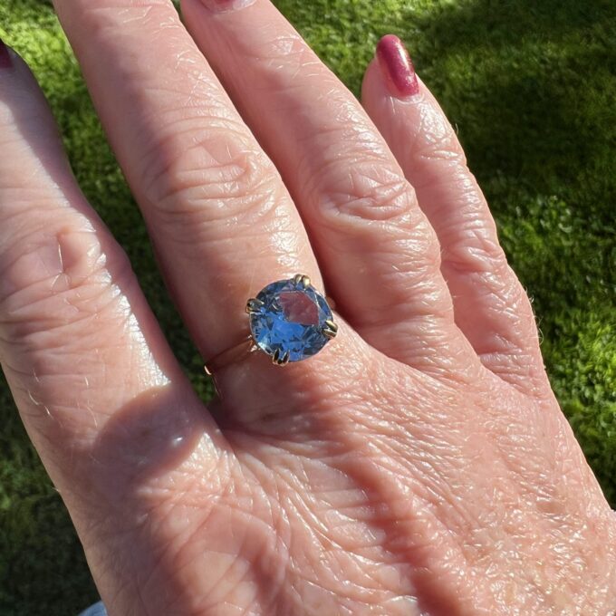 Synthetic Spinel Solitaire Ring in 9ct Gold