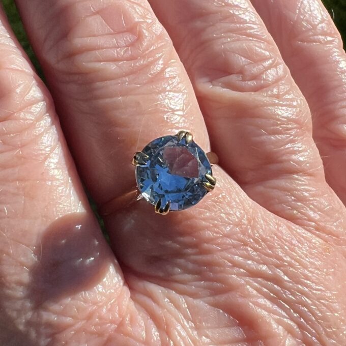 Synthetic Spinel Solitaire Ring in 9ct Gold