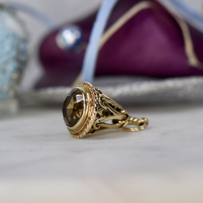 Citrine Fob Pendant in 9ct Gold