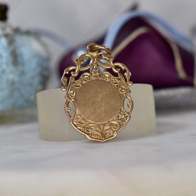 Ornate Edwardian Shield Medallion Pendant in 9ct Gold