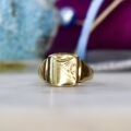 Part Engraved Signet Ring in 9ct Gold