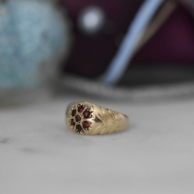Garnet Cluster Ring in 9ct Gold
